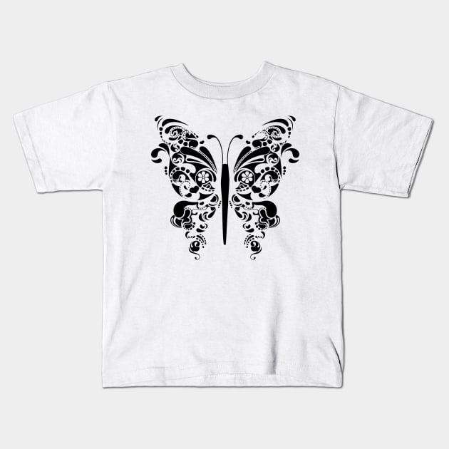 Ornamental Butterfly Kids T-Shirt by Design Anbay